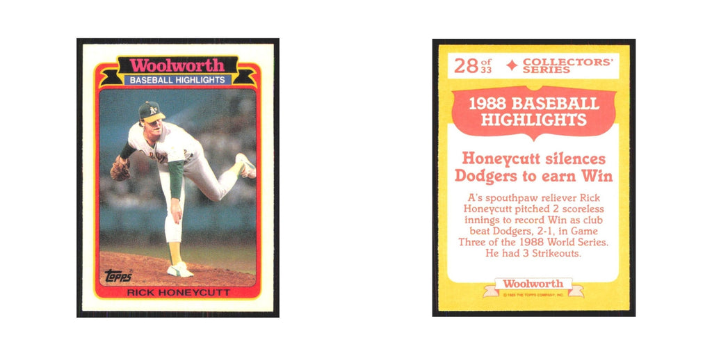 Rick Honeycutt 1989 Topps Woolworth #28.0 Oakland Athletics Baseball Card NM