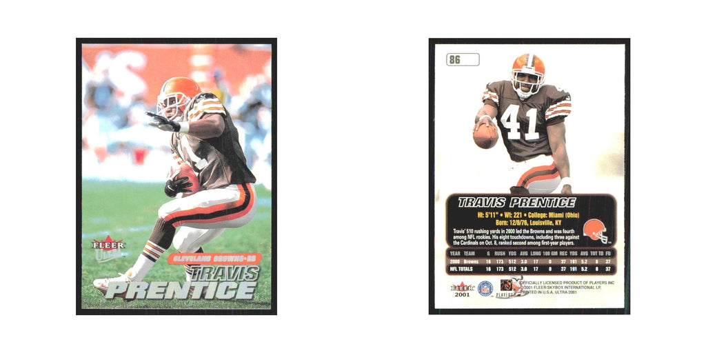 Travis Prentice 2001 Fleer Ultra #86 Cleveland Browns Football Card NM