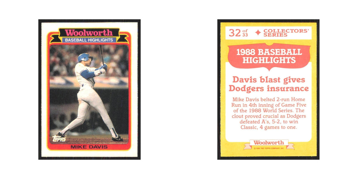 Mike Davis 1989 Topps Woolworth #32.0 Los Angeles Dodgers Baseball Card NM