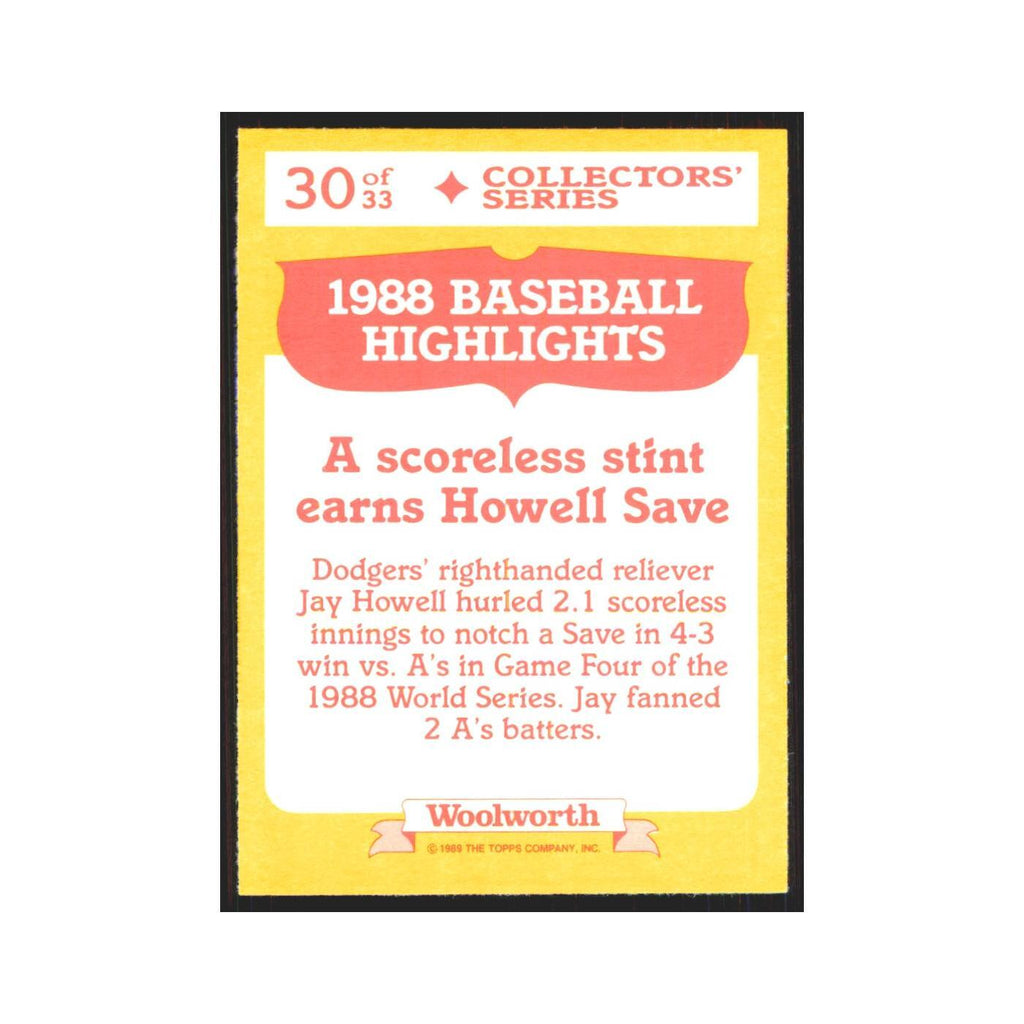 Jay Howell 1989 Topps Woolworth #30.0 Los Angeles Dodgers Baseball Card NM