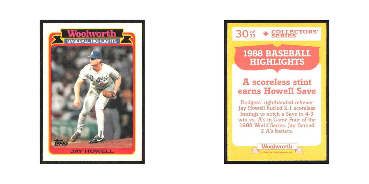 Jay Howell 1989 Topps Woolworth #30.0 Los Angeles Dodgers Baseball Card NM