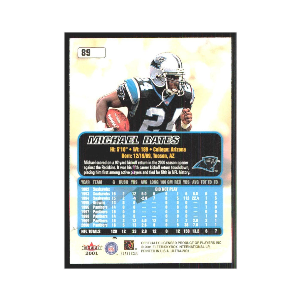 Michael Bates 2001 Fleer Ultra #89 Carolina Panthers Football Card NM