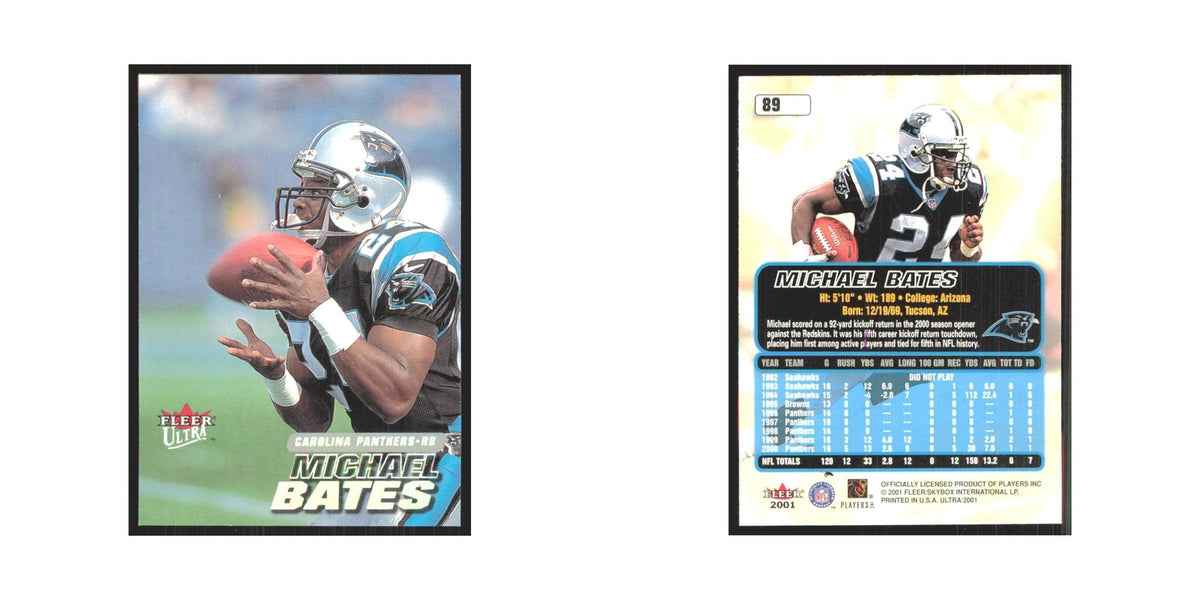 Michael Bates 2001 Fleer Ultra #89 Carolina Panthers Football Card NM
