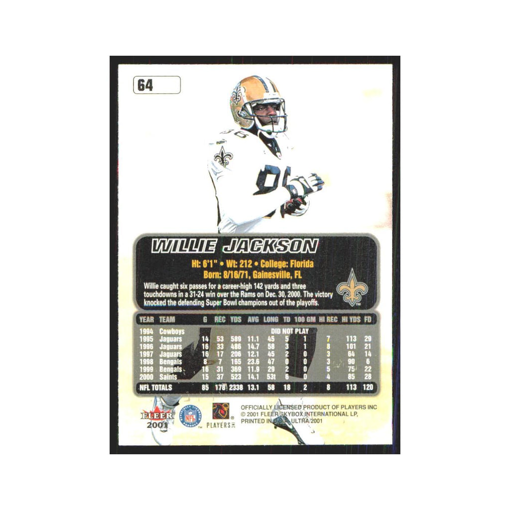 Willie Jackson 2001 Fleer Ultra #64 New Orleans Saints Football Card NM