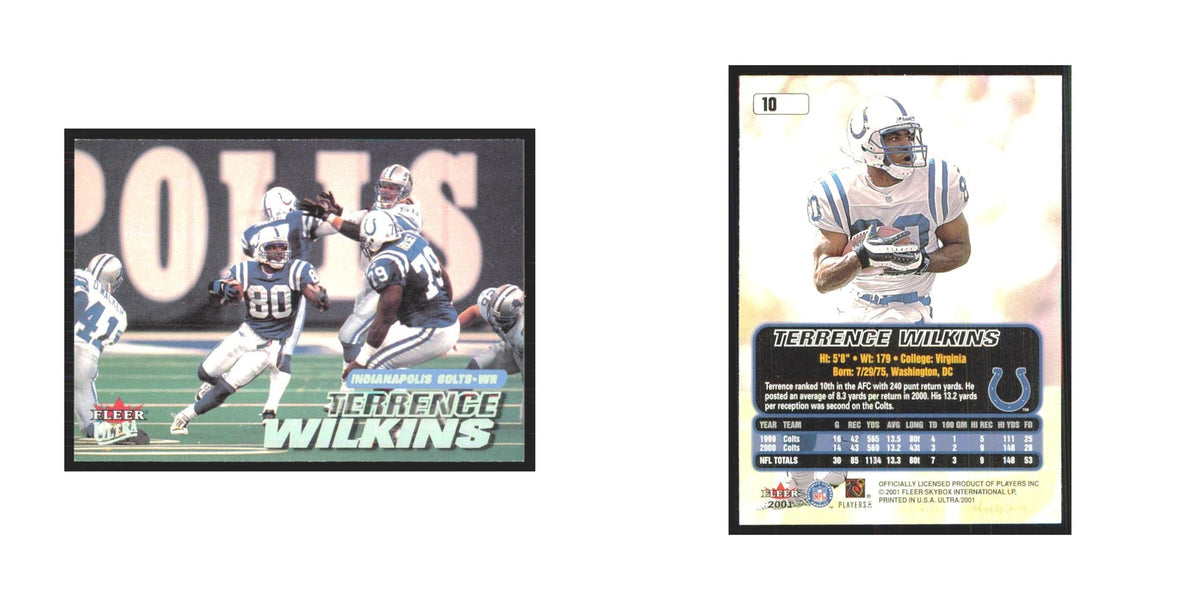 Terrence Wilkins 2001 Fleer Ultra #10 Indianapolis Colts Football Card NM