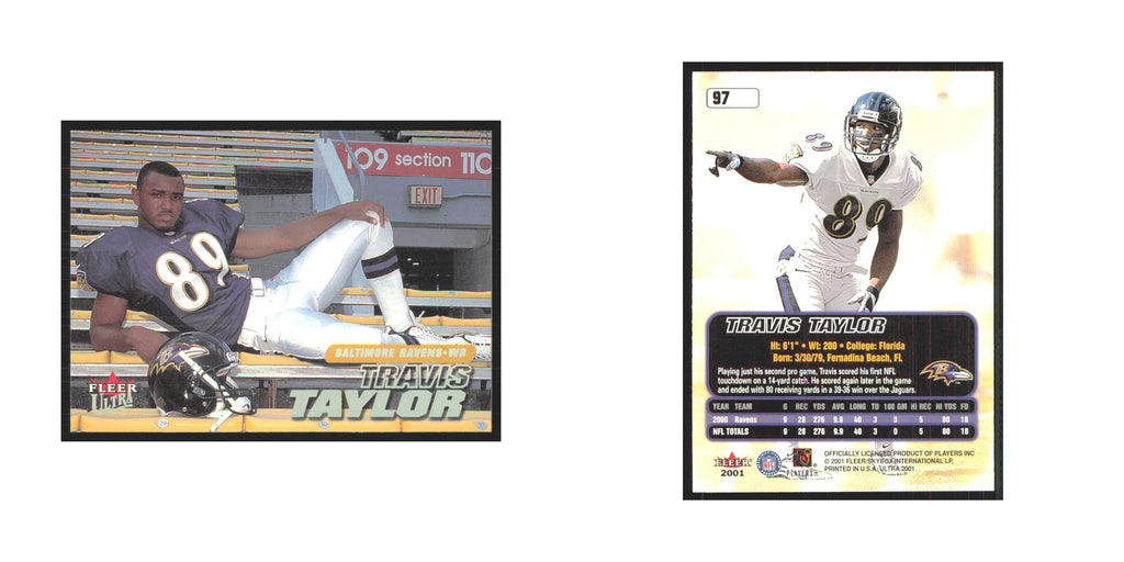 Travis Taylor 2001 Fleer Ultra #97 Baltimore Ravens Football Card NM