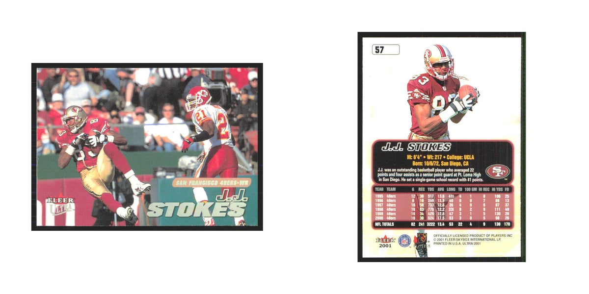J.J. Stokes 2001 Fleer Ultra #57 San Francisco 49ers Football Card NM