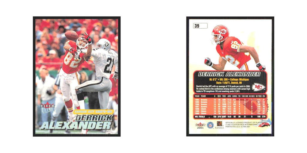 Derrick Alexander 2001 Fleer Ultra #39 Kansas City Chiefs Football Card NM