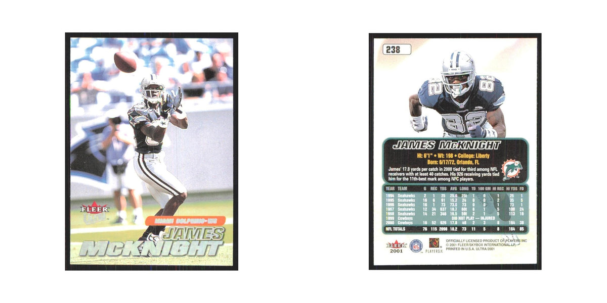 James McKnight 2001 Fleer Ultra #238 Miami Dolphins Football Card NM