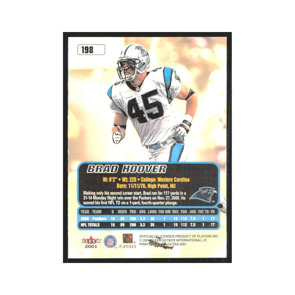 Brad Hoover 2001 Fleer Ultra #198 Carolina Panthers Football Card NM