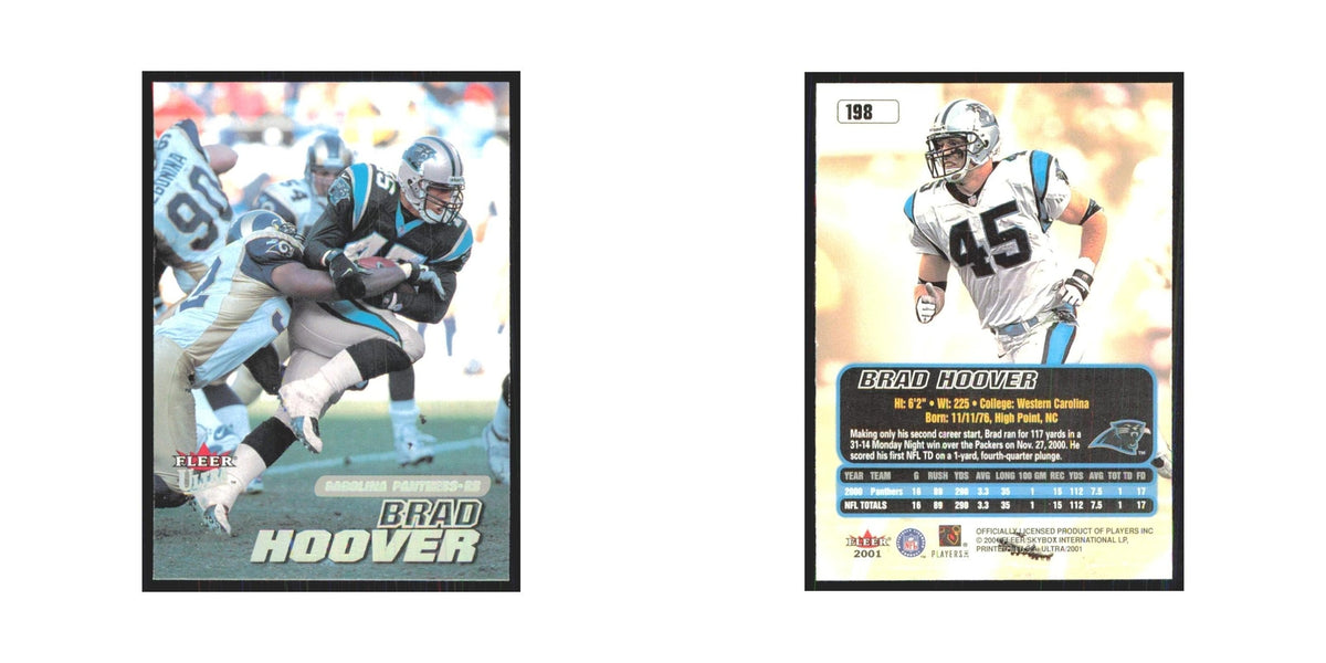 Brad Hoover 2001 Fleer Ultra #198 Carolina Panthers Football Card NM