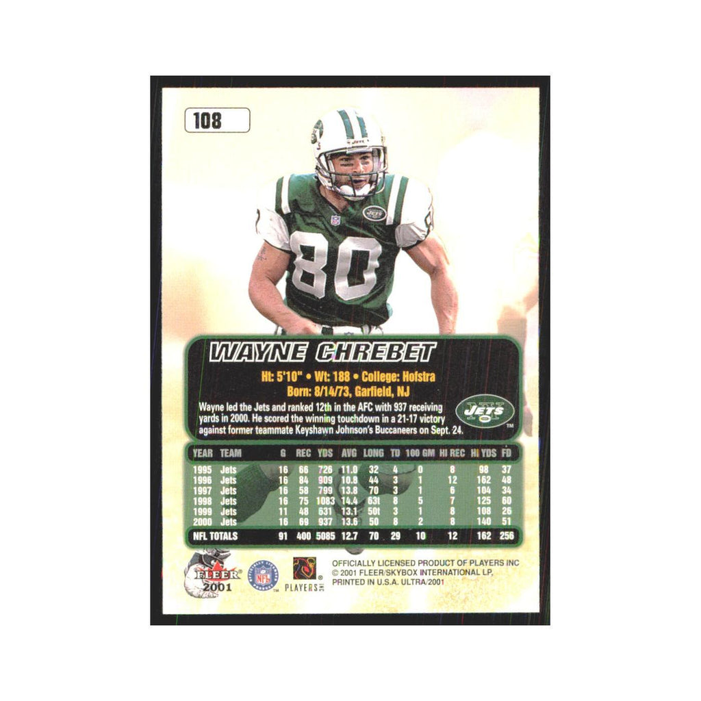 Wayne Chrebet 2001 Fleer Ultra #108 New York Jets Football Card NM