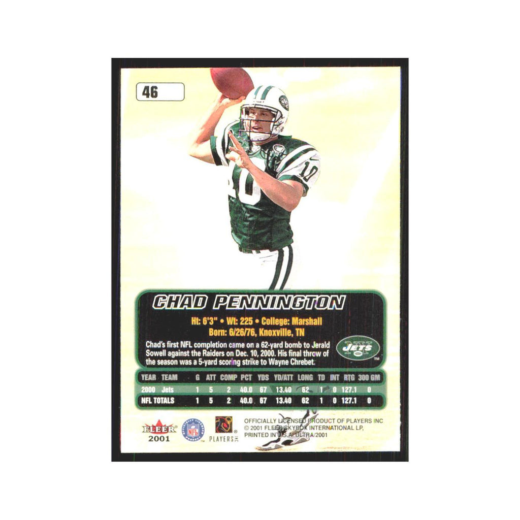 Chad Pennington 2001 Fleer Ultra #46 New York Jets Football Card NM