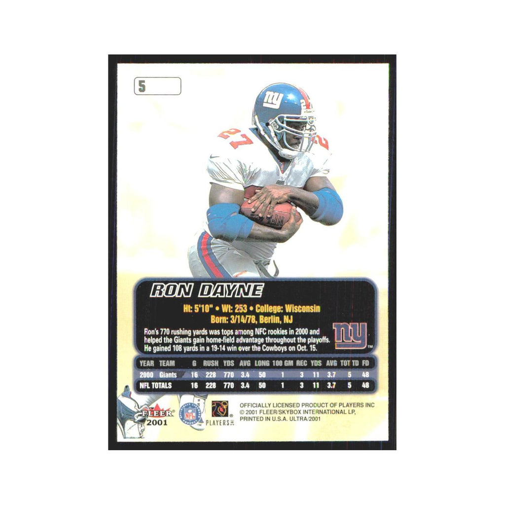 Ron Dayne 2001 Fleer Ultra #5 New York Giants Football Card NM