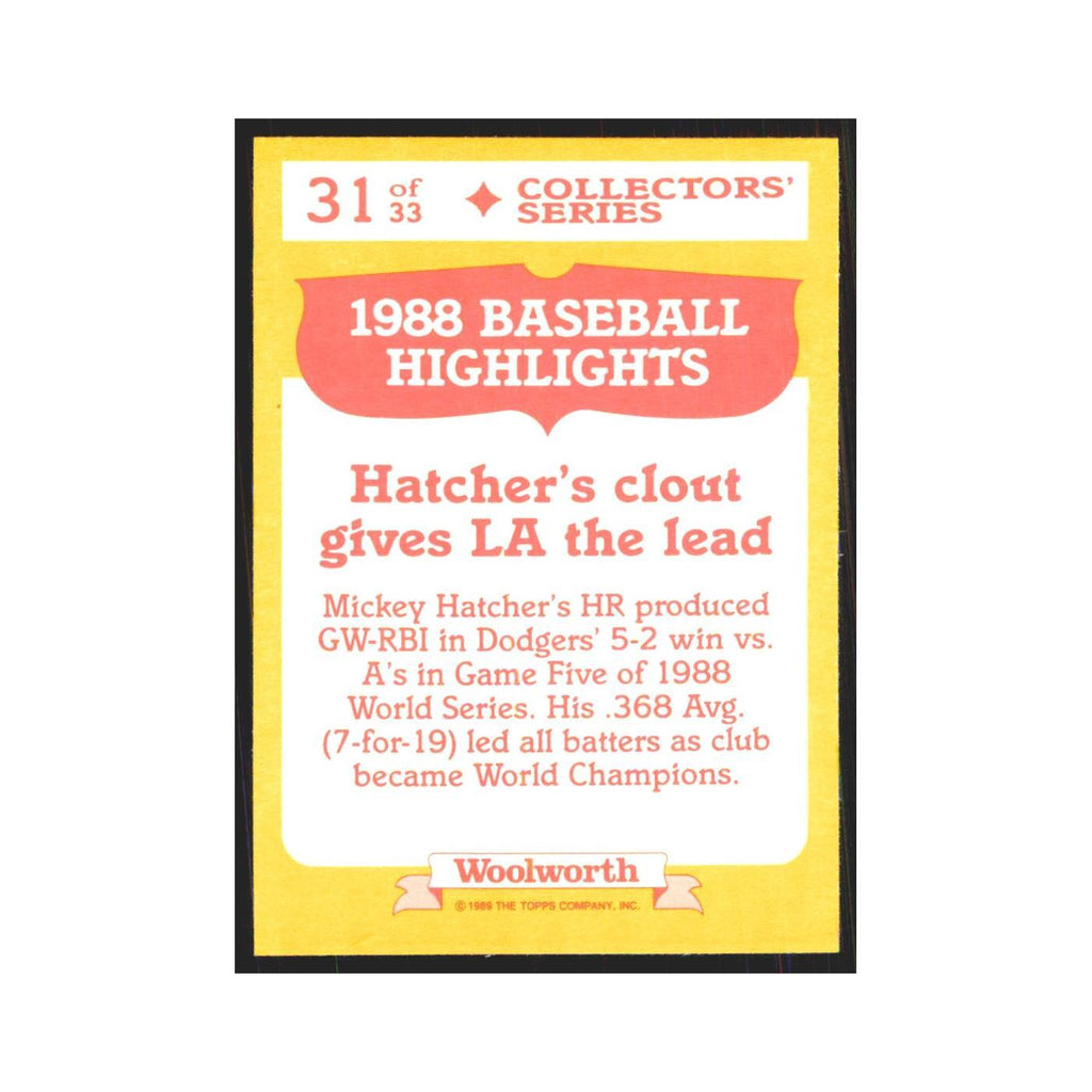 Mickey Hatcher 1989 Topps Woolworth #31.0 Los Angeles Dodgers Baseball Card NM