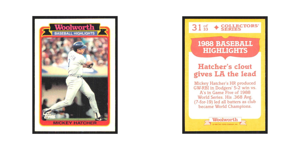 Mickey Hatcher 1989 Topps Woolworth #31.0 Los Angeles Dodgers Baseball Card NM