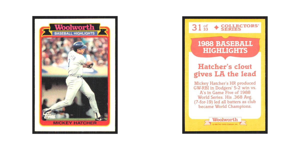 Mickey Hatcher 1989 Topps Woolworth #31.0 Los Angeles Dodgers Baseball Card NM