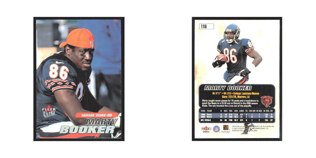 Marty Booker 2001 Fleer Ultra #116 Chicago Bears Football Card NM