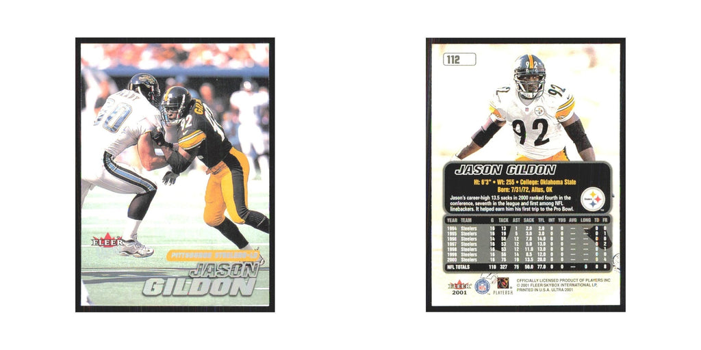 Jason Gildon 2001 Fleer Ultra #112 Pittsburgh Steelers Football Card NM