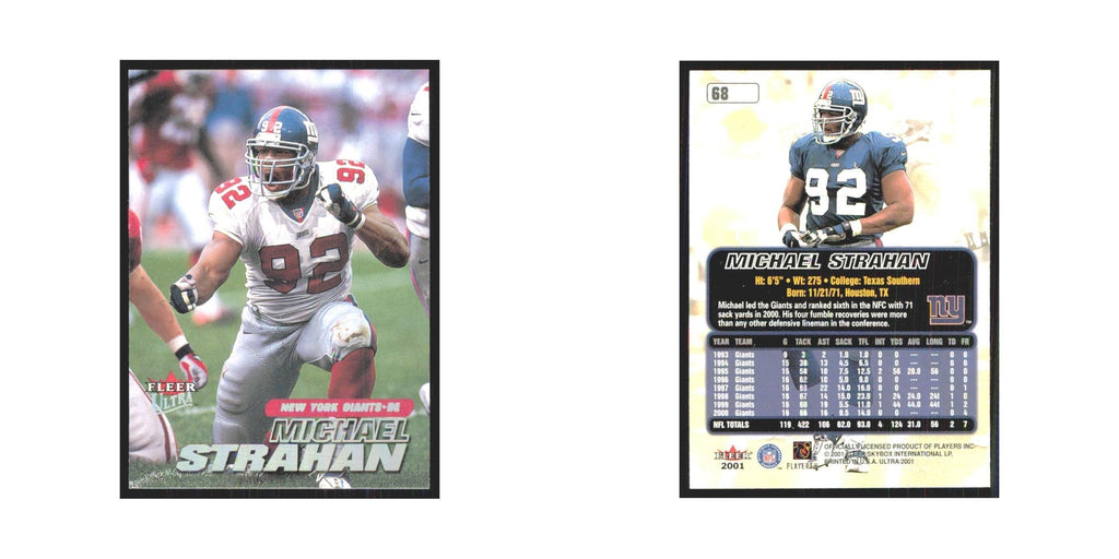 Michael Strahan 2001 Fleer Ultra #68 New York Giants Football Card NM