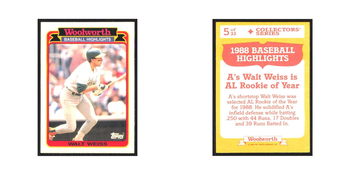 Walt Weiss 1989 Topps Woolworth #5.0 Oakland Athletics Baseball Card NM