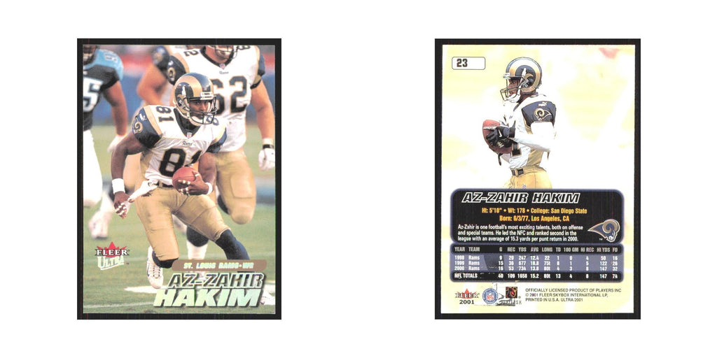 Az-Zahir Hakim 2001 Fleer Ultra #23 St. Louis Rams Football Card NM