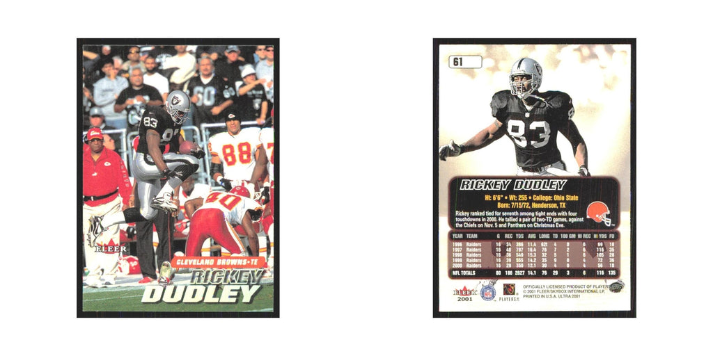 Rickey Dudley 2001 Fleer Ultra #61 Cleveland Browns Football Card NM