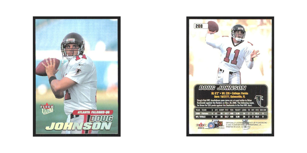 Doug Johnson 2001 Fleer Ultra #208 Atlanta Falcons Football Card NM