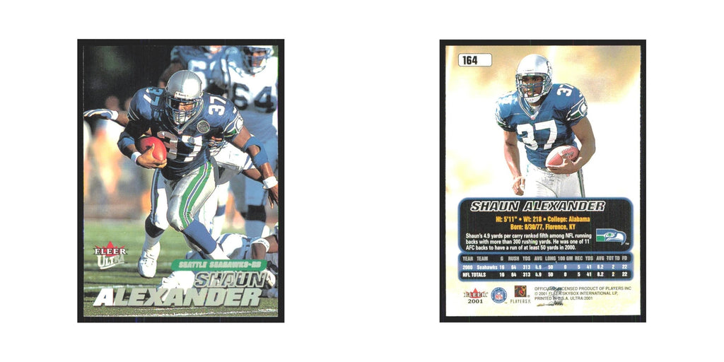 Shaun Alexander 2001 Fleer Ultra #164 Seattle Seahawks Football Card NM