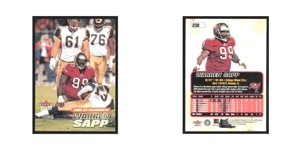 Warren Sapp 2001 Fleer Ultra #230 Tampa Bay Buccaneers Football Card NM