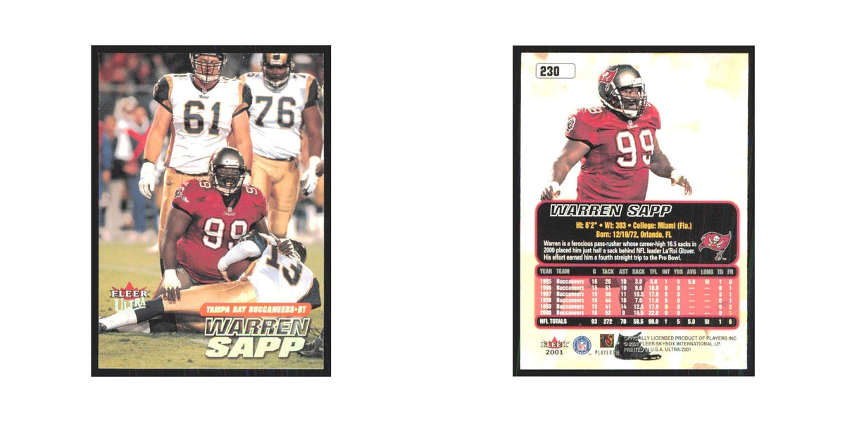 Warren Sapp 2001 Fleer Ultra #230 Tampa Bay Buccaneers Football Card NM