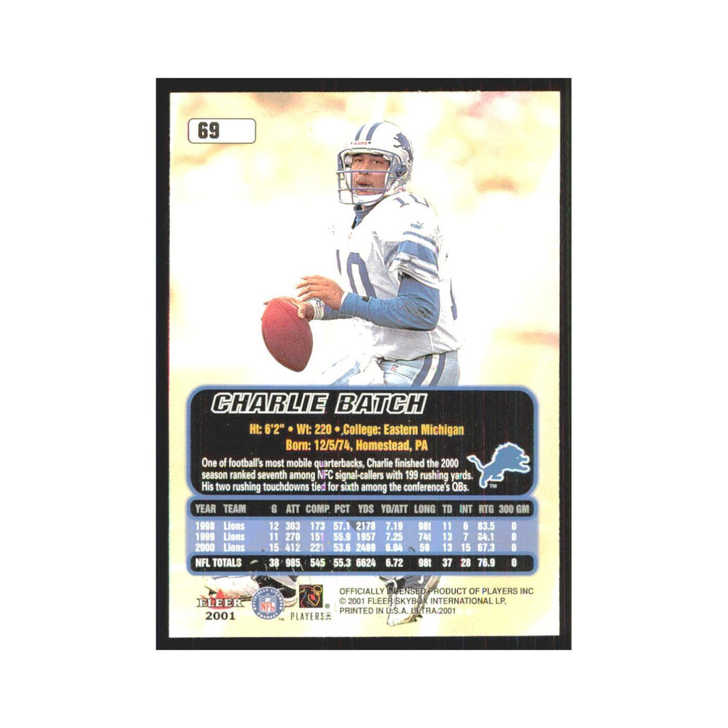 Charlie Batch 2001 Fleer Ultra #69 Detroit Lions Football Card NM