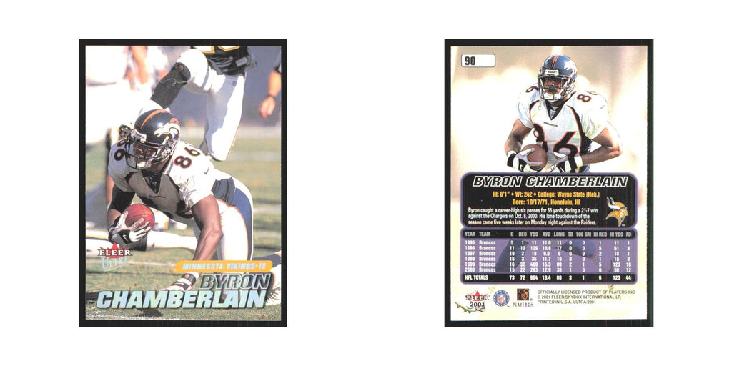 Byron Chamberlain 2001 Fleer Ultra #90 Minnesota Vikings Football Card NM
