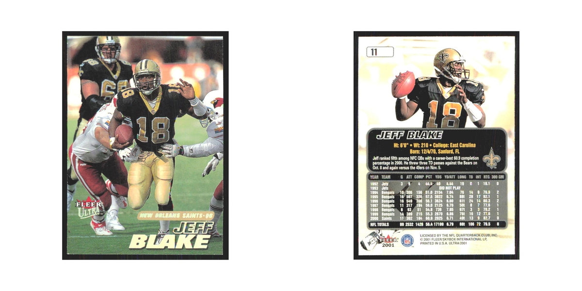 Jeff Blake 2001 Fleer Ultra #11 New Orleans Saints Football Card NM