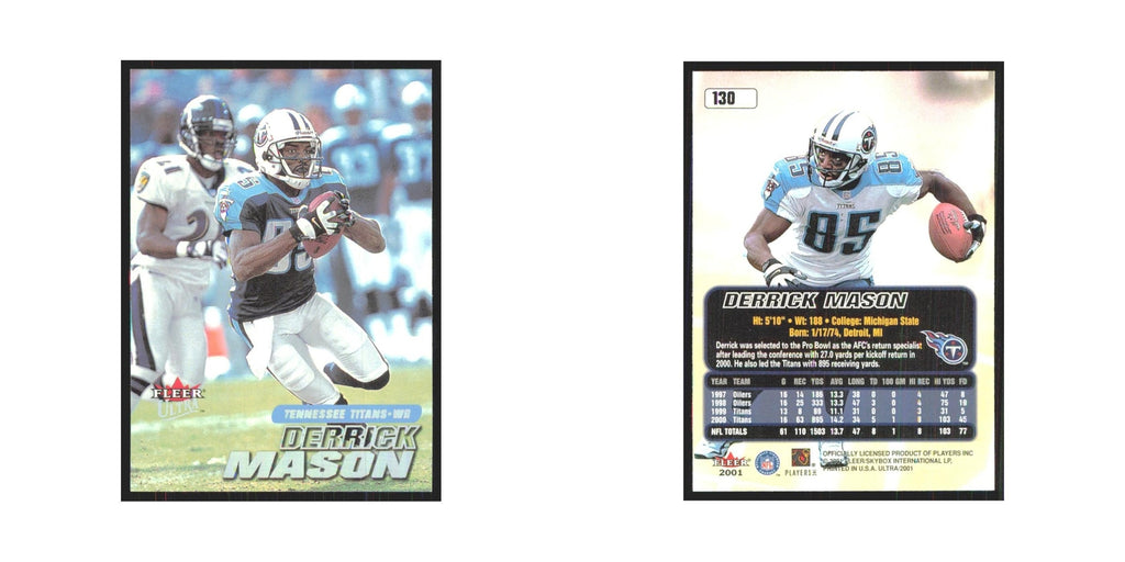 Derrick Mason 2001 Fleer Ultra #130 Tennessee Titans Football Card NM