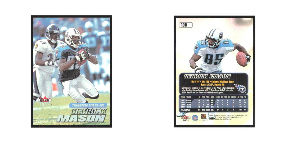 Derrick Mason 2001 Fleer Ultra #130 Tennessee Titans Football Card NM