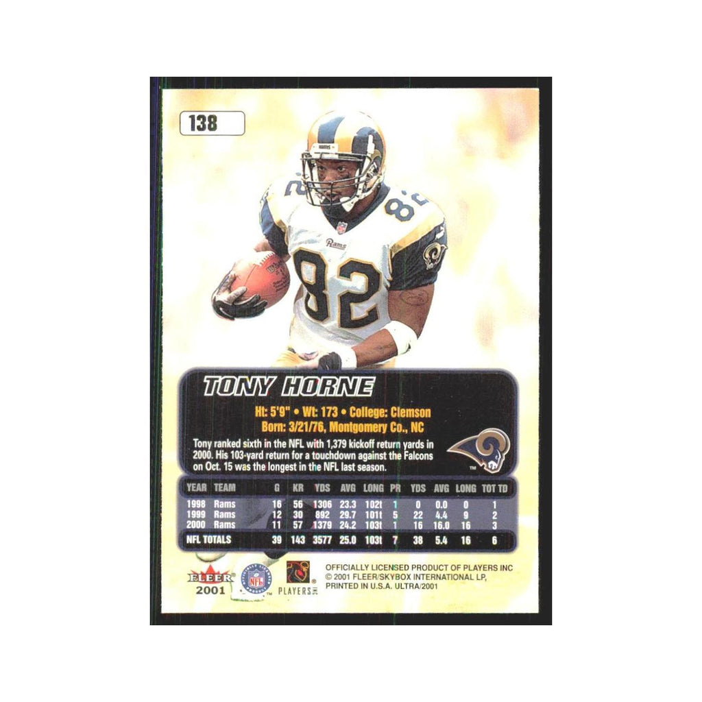 Tony Horne 2001 Fleer Ultra #138 St. Louis Rams Football Card NM