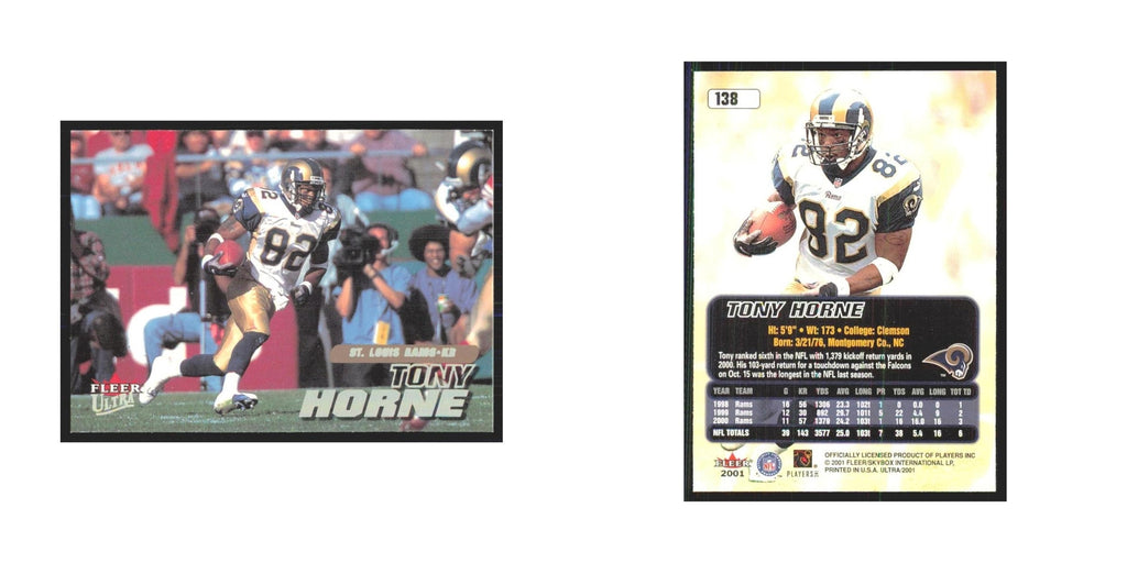 Tony Horne 2001 Fleer Ultra #138 St. Louis Rams Football Card NM