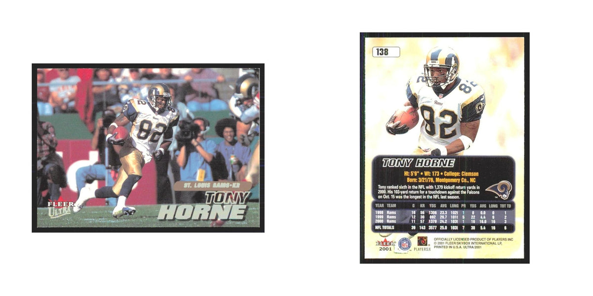Tony Horne 2001 Fleer Ultra #138 St. Louis Rams Football Card NM