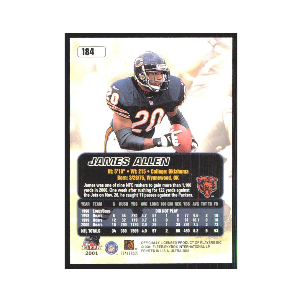 James Allen 2001 Fleer Ultra #184 Chicago Bears Football Card NM
