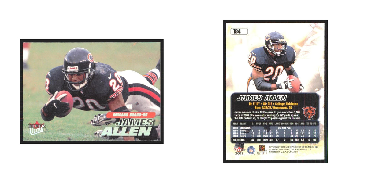 James Allen 2001 Fleer Ultra #184 Chicago Bears Football Card NM