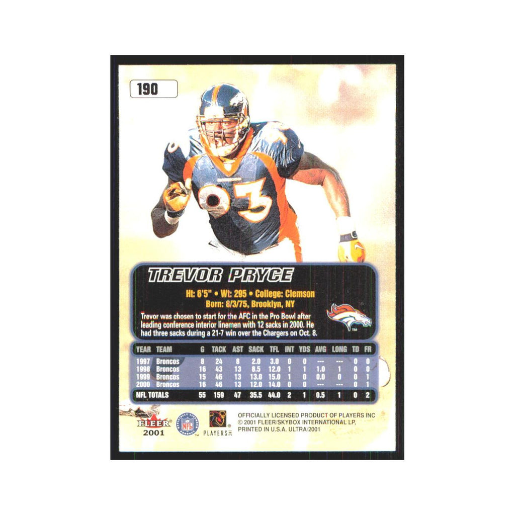 Trevor Pryce 2001 Fleer Ultra #190 Carolina Panthers Football Card NM