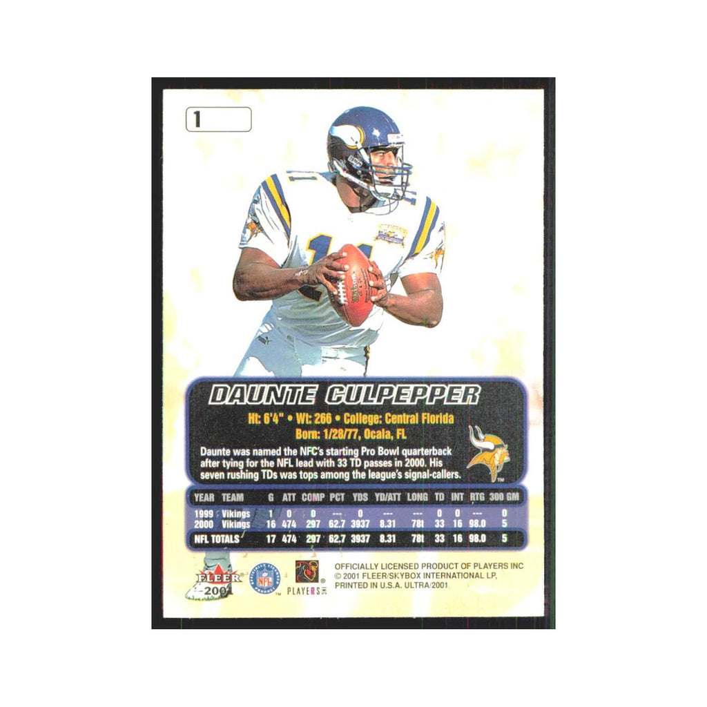 Daunte Culpepper 2001 Fleer Ultra #1 Minnesota Vikings Football Card NM