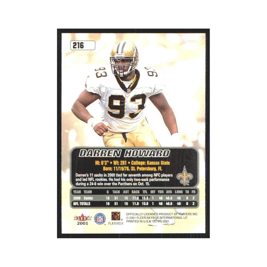 Darren Howard 2001 Fleer Ultra #216 New Orleans Saints Football Card NM