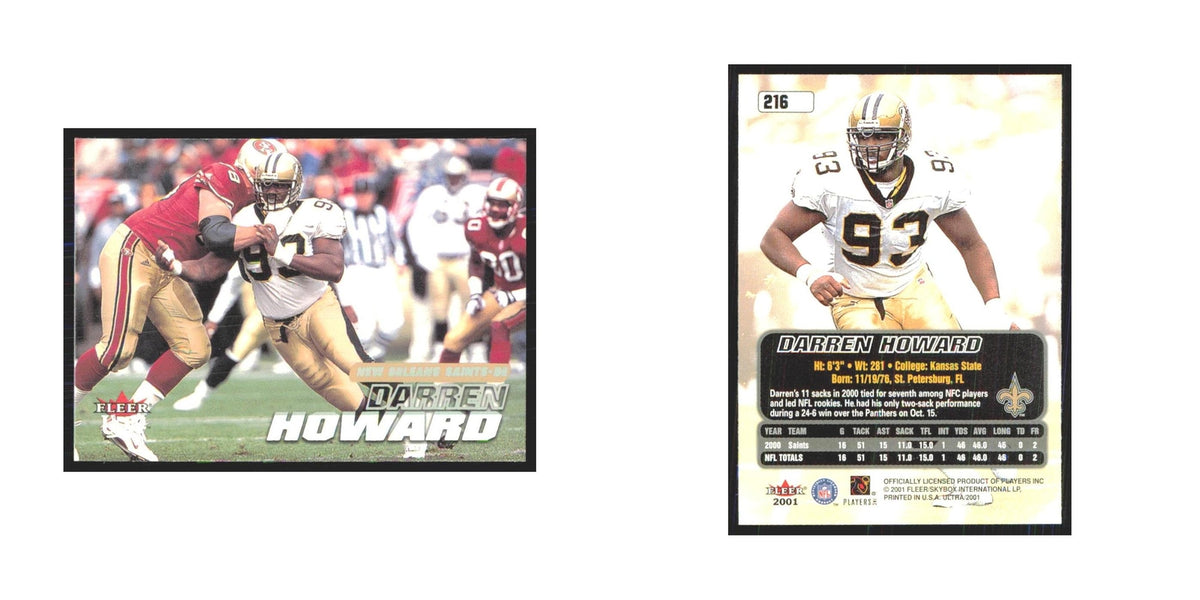 Darren Howard 2001 Fleer Ultra #216 New Orleans Saints Football Card NM