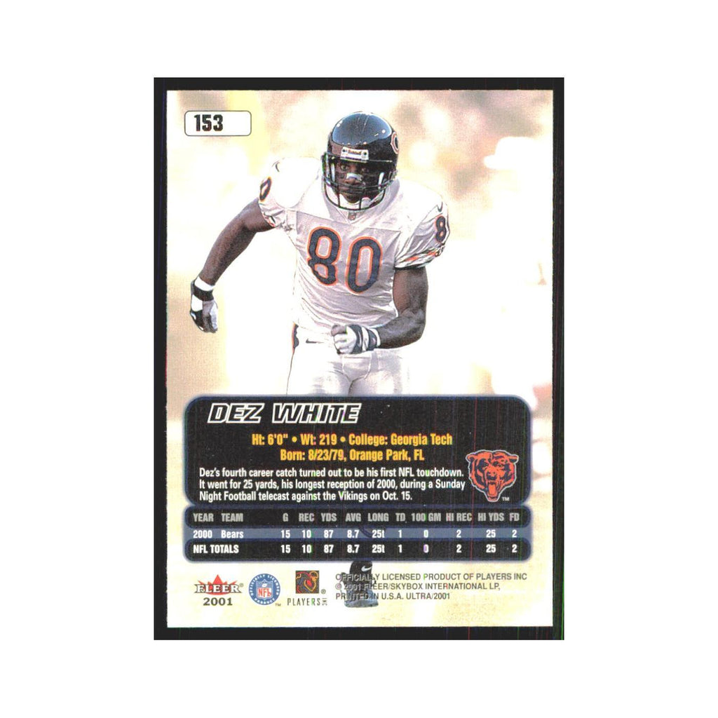 Dez White 2001 Fleer Ultra #153 Chicago Bears Football Card NM
