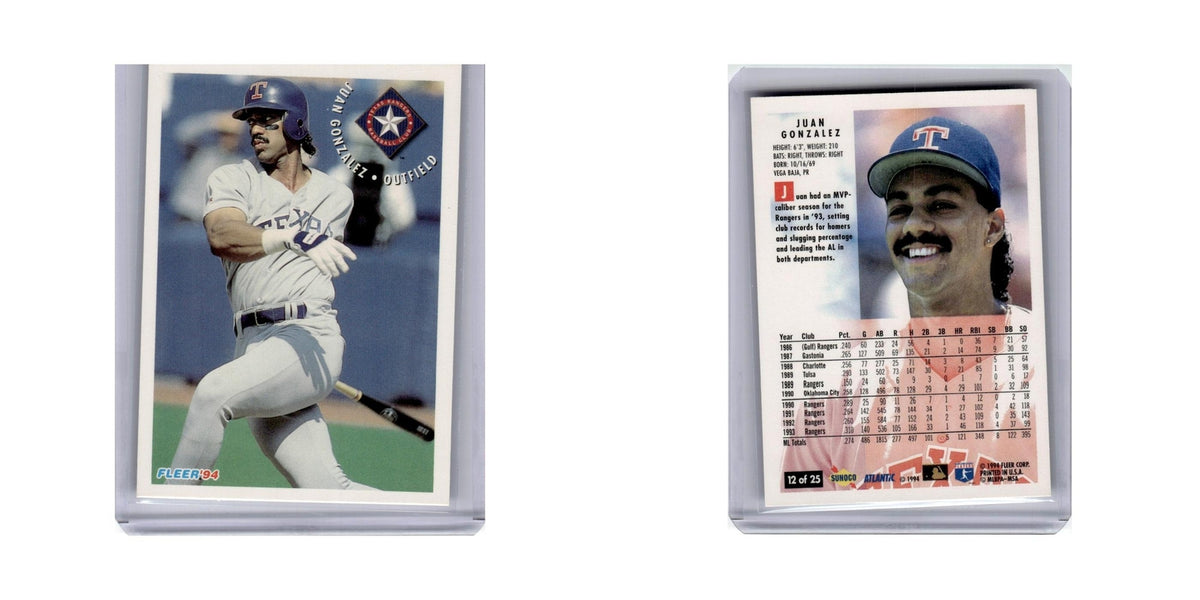 Juan Gonzalez 1994 Fleer #12 Texas Rangers Baseball Card NM