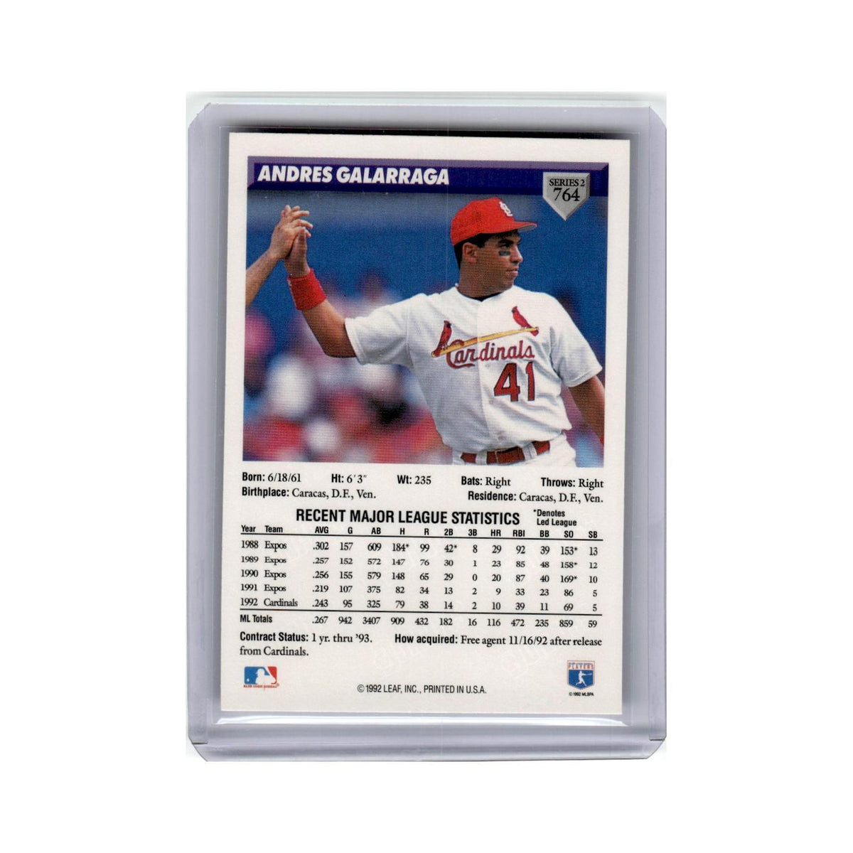 Andres Galarraga 1993 Donruss #764 Colorado Rockies Baseball Card NM