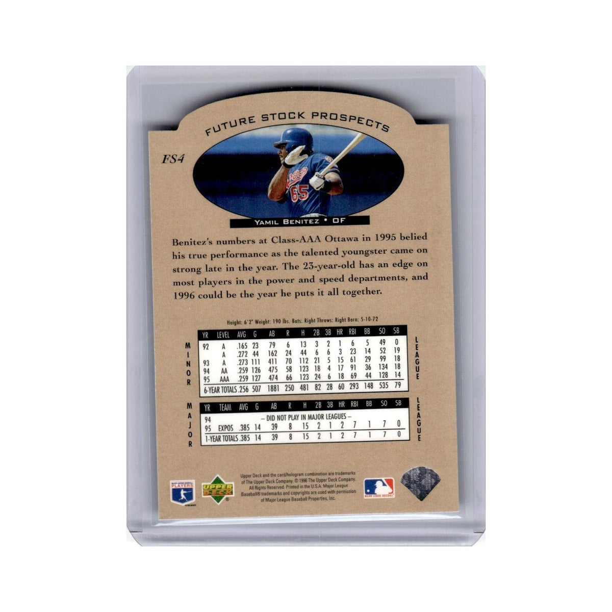 Yamil Benitez 1996 Upper Deck Future Stock Prospects #FS4 Baseball Card NM