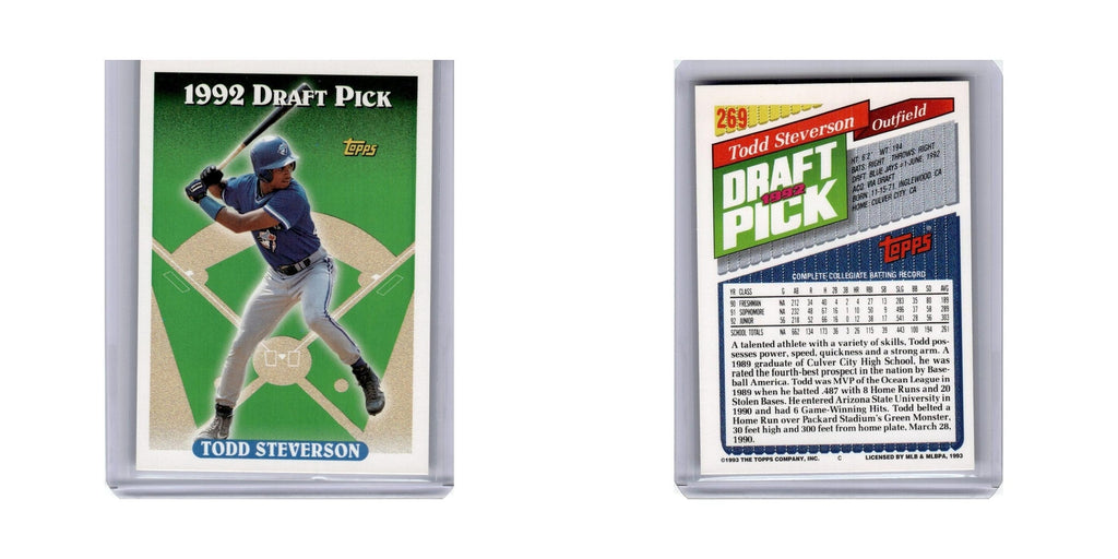Todd Steverson 1993 Topps #269 Toronto Blue Jays Baseball Card NM